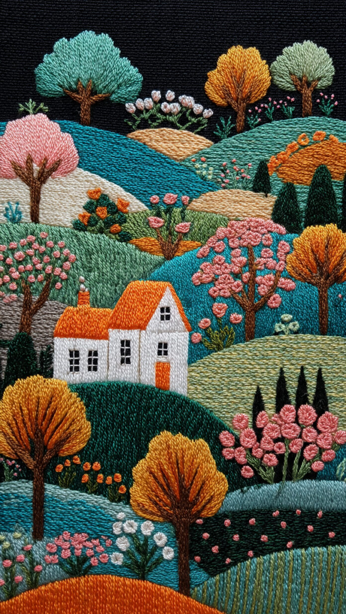 Embroidery landscape - Free generative AI Prompt Collection – Photos, Drawings & 3D Prompts